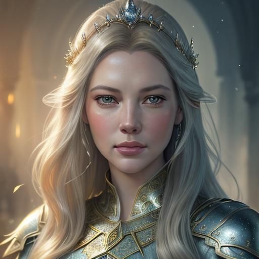 Elegant Portrait of Galadriel in Art Nouveau Style