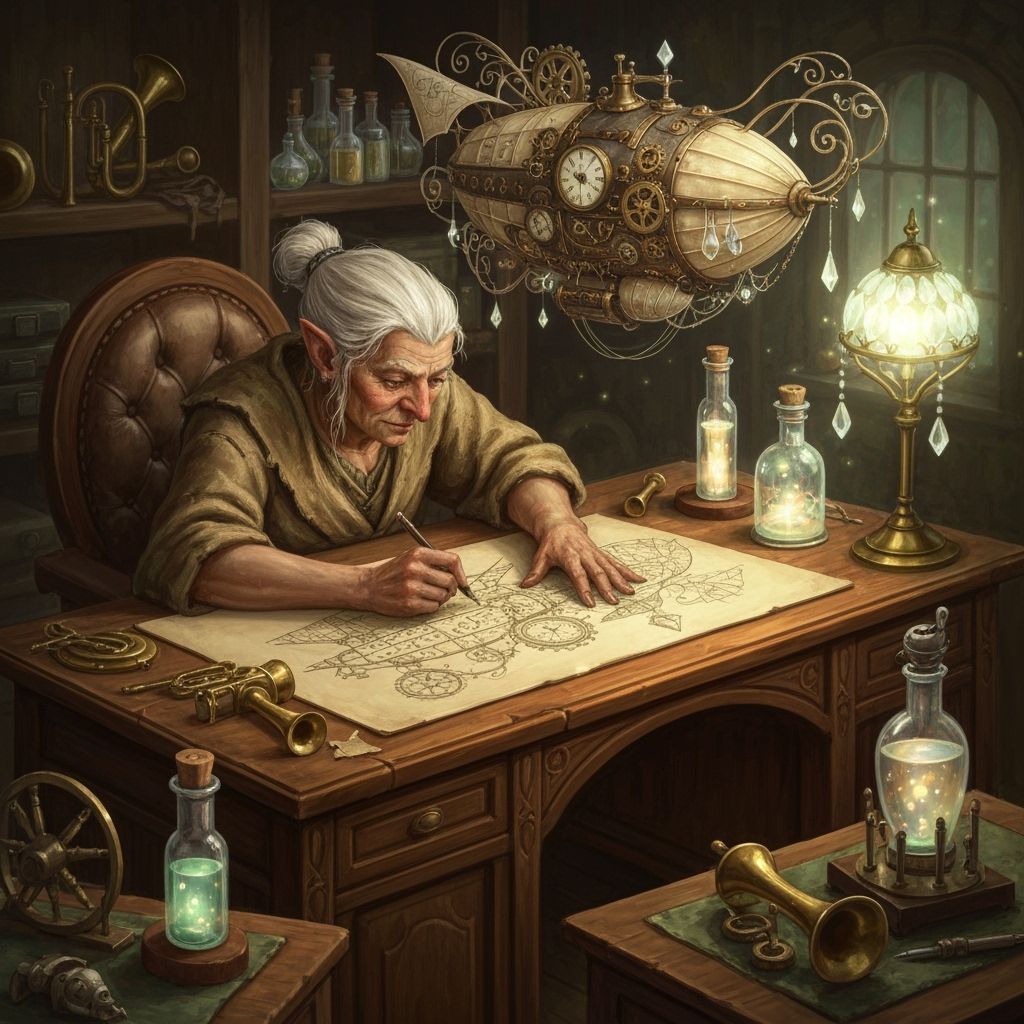 Gnome Airship Designer in Steampunk Style