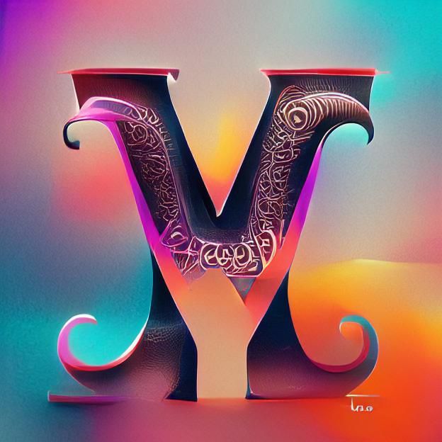 Psychedelic Gothic Letter Y Typography in Octane Render