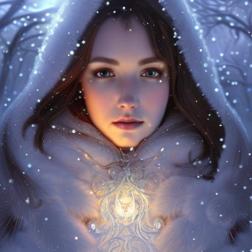 Intricate Icicles and Christmas Lights Portrait