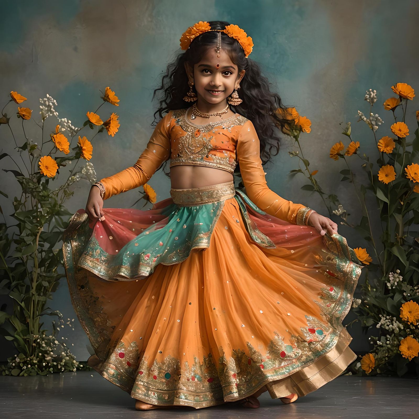 Young East Indian Girl Dancing at Recital