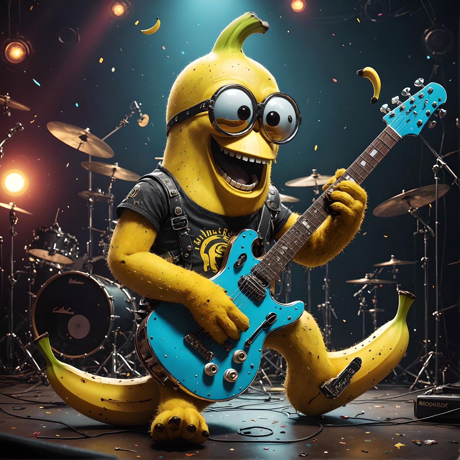 "stunning image of a cute adorable rocker banana, metal and ...