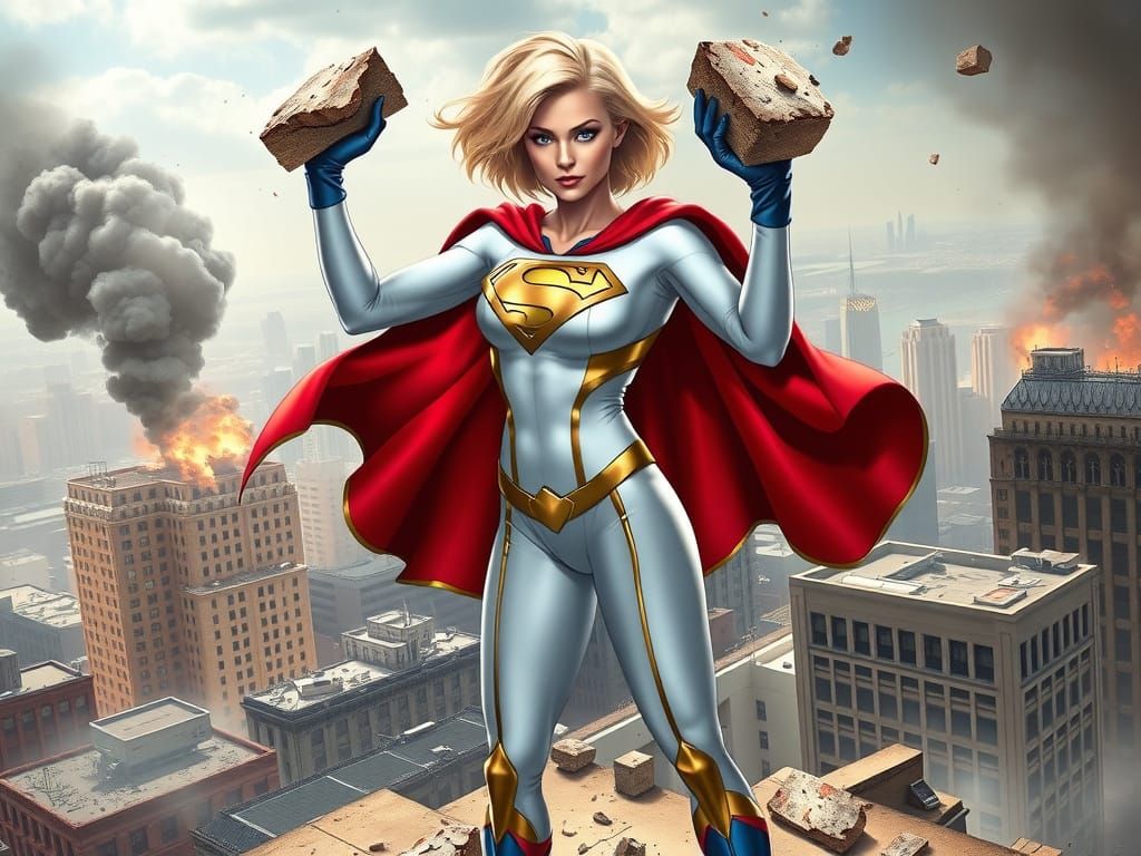 Power Girl in Epic Hyper-Realistic Digital Painting