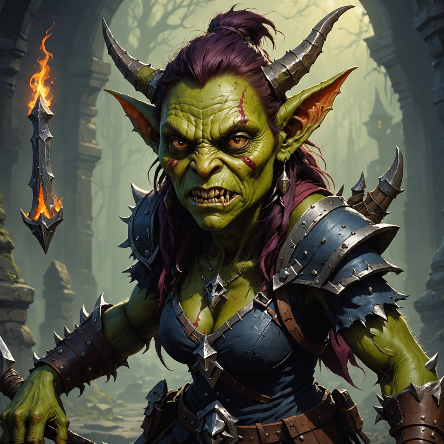 Dark Fantasy Demoness with Goblin and Ogre Traits