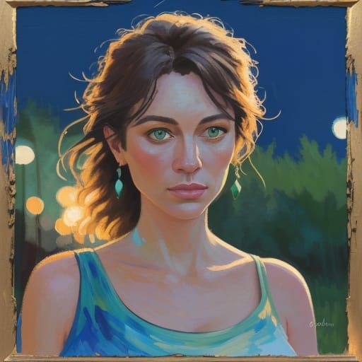 Impressionist Summer Night Gouache Painting