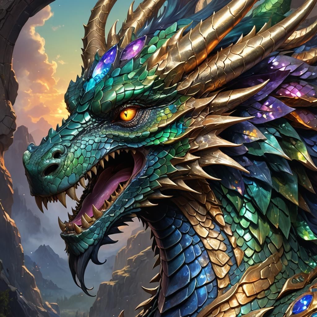 Majestic Dragon Profile in Fantasy Concept Art