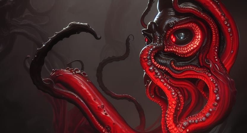 Lovecraftian Demon on Throne: Hyperdetailed Portrait