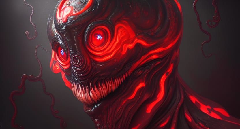 Lovecraftian Demon in Black Suit on Throne