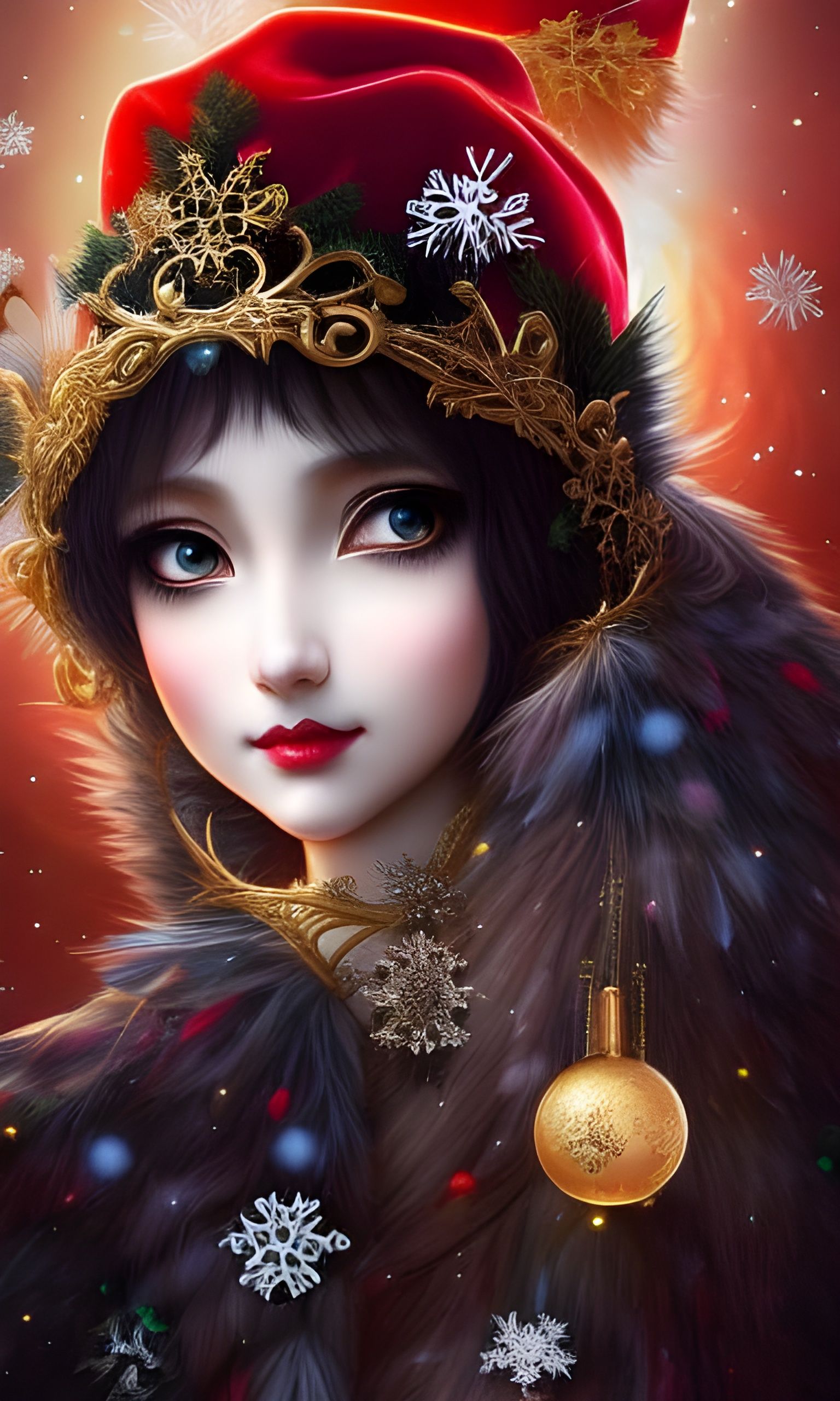 Golden Christmas Elf in Surreal Digital Art Style