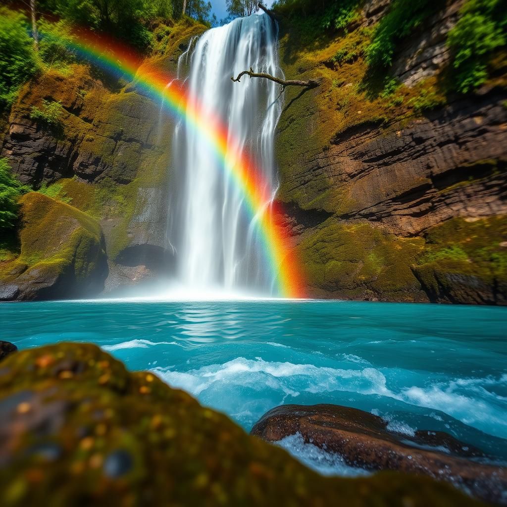 Rainbow Waterfall: Serene Nature Photography