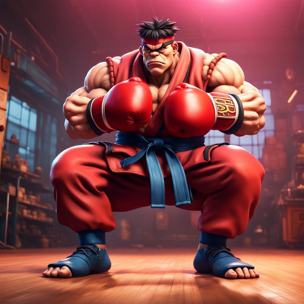 E. Honda from Street Fighter in 3D Digital Art
