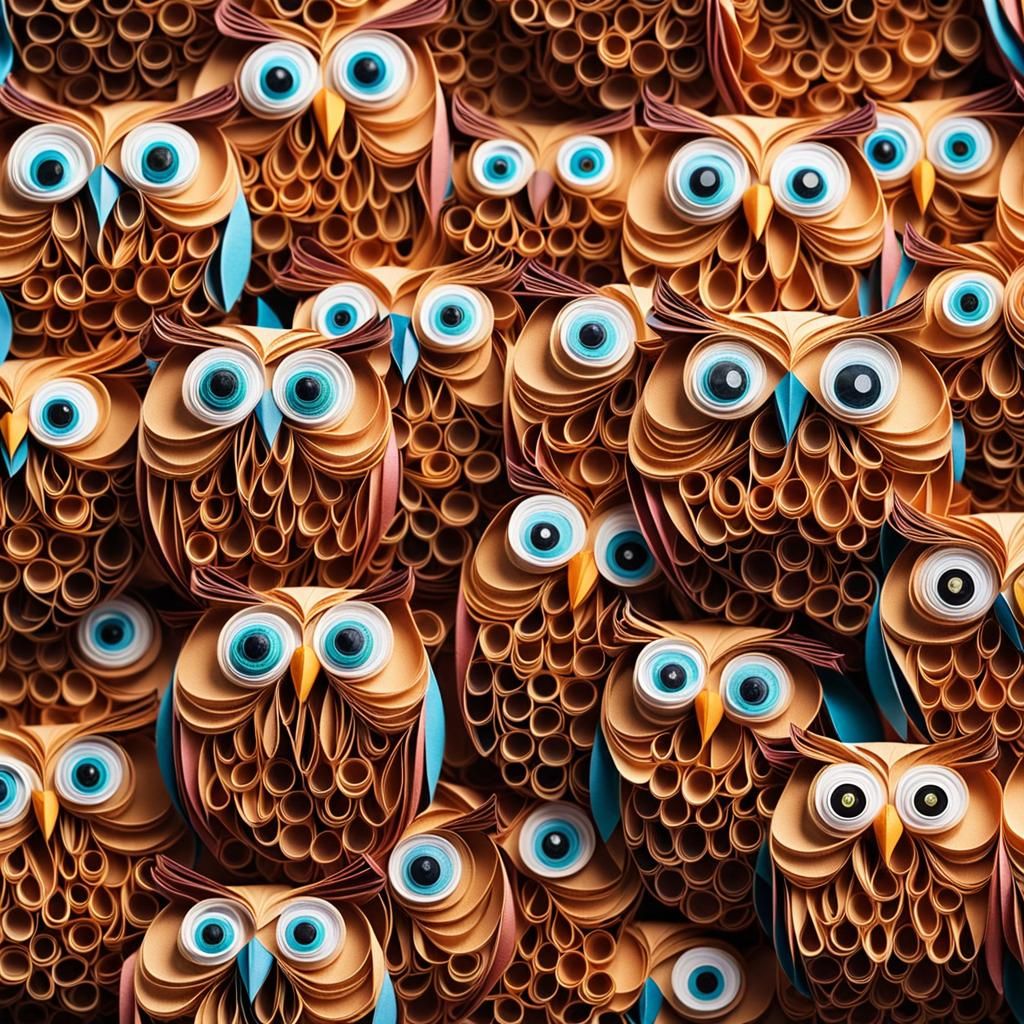 Quilled Paper Owl with Plastic Eyes