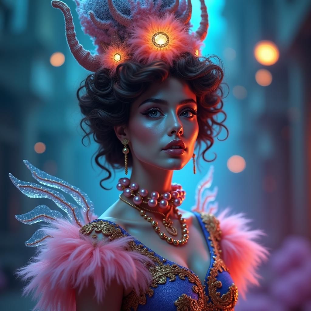 Woman with Fairy Wings in a Dreamlike Landscape