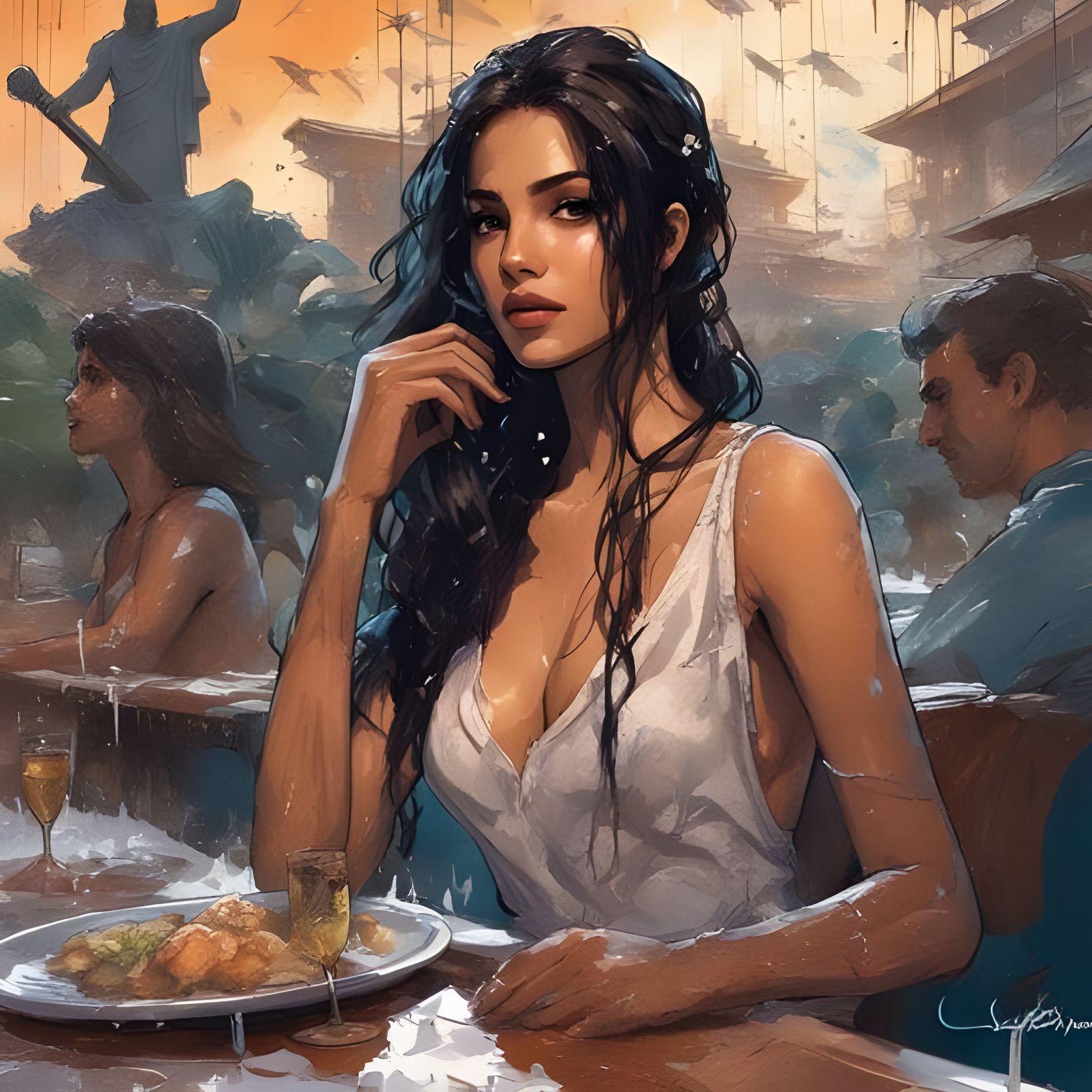 Brazilian Beauty in Rio: Digital Splash Art Portrait