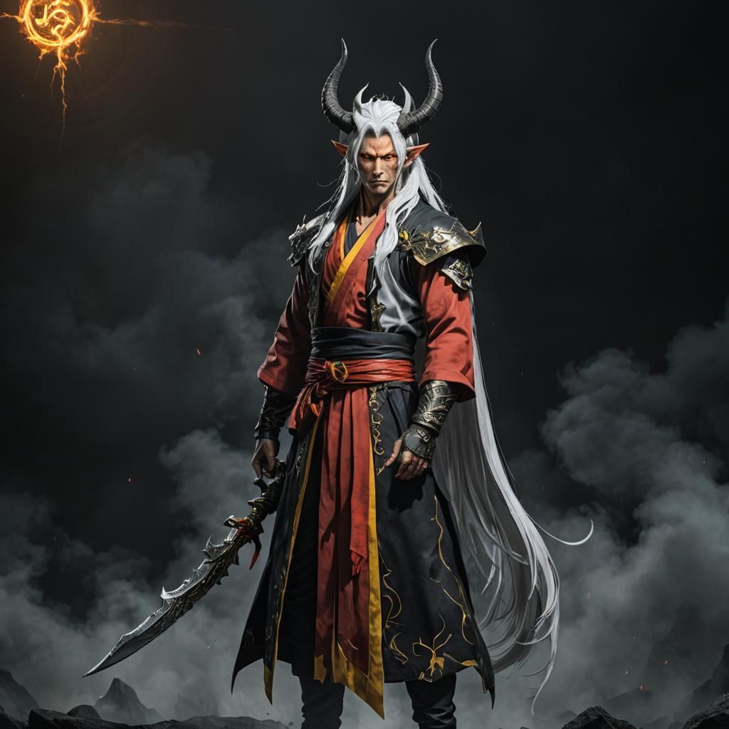 Wrathful God with Demon Horns in 4K HDR