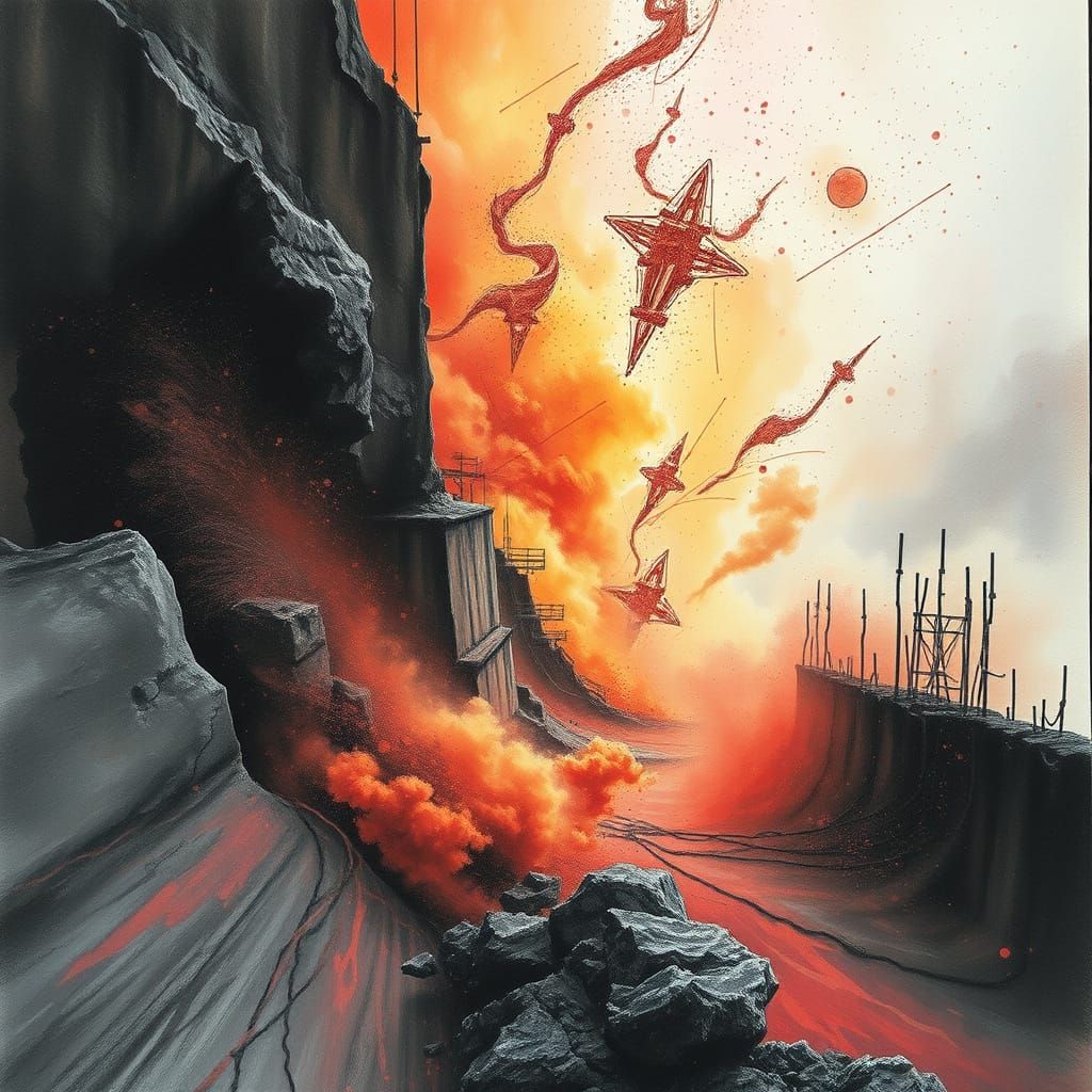 Mesmerizing Multicolored Dustscape in Charcoal Style