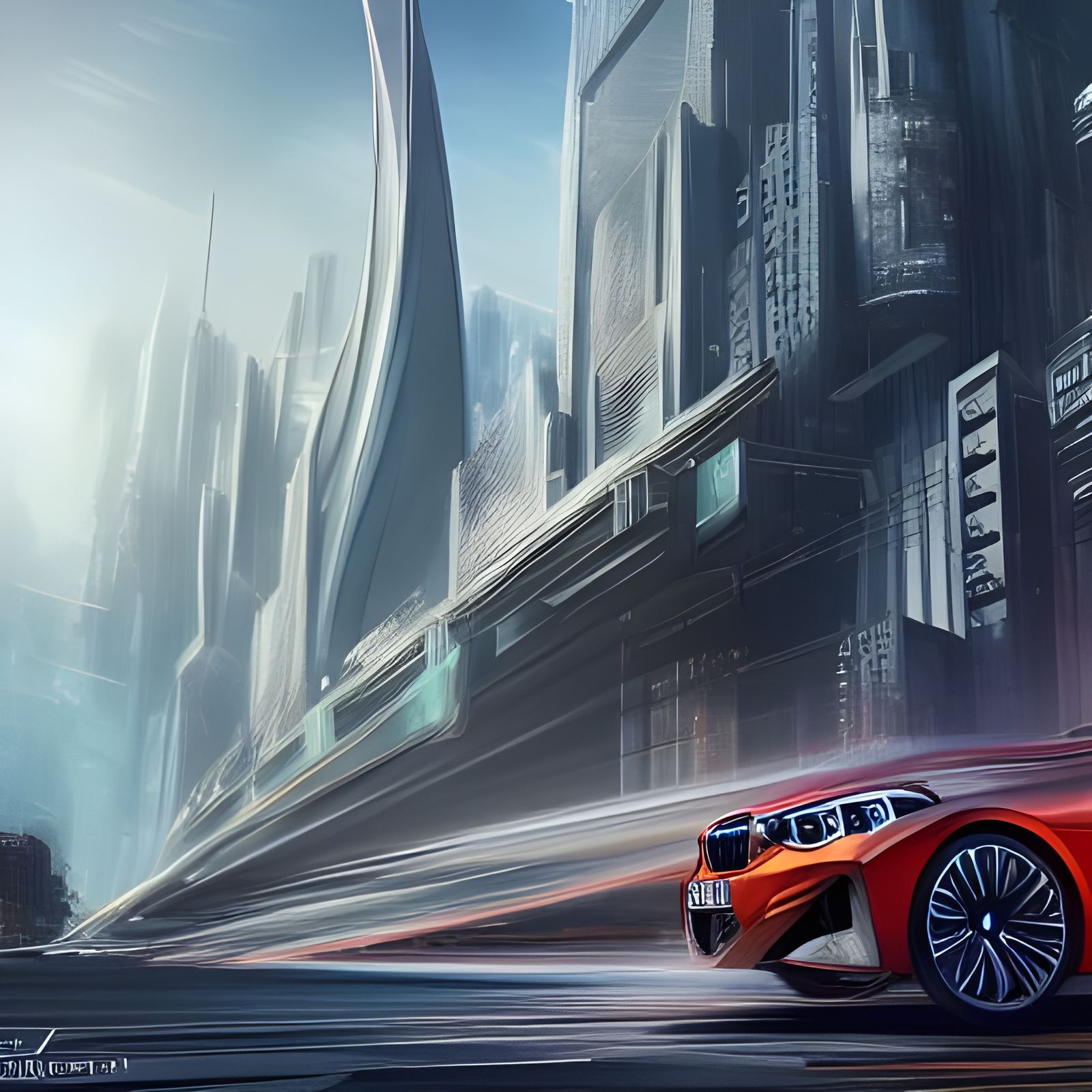 BMW in Futuristic City: Hyperrealistic 8K Render