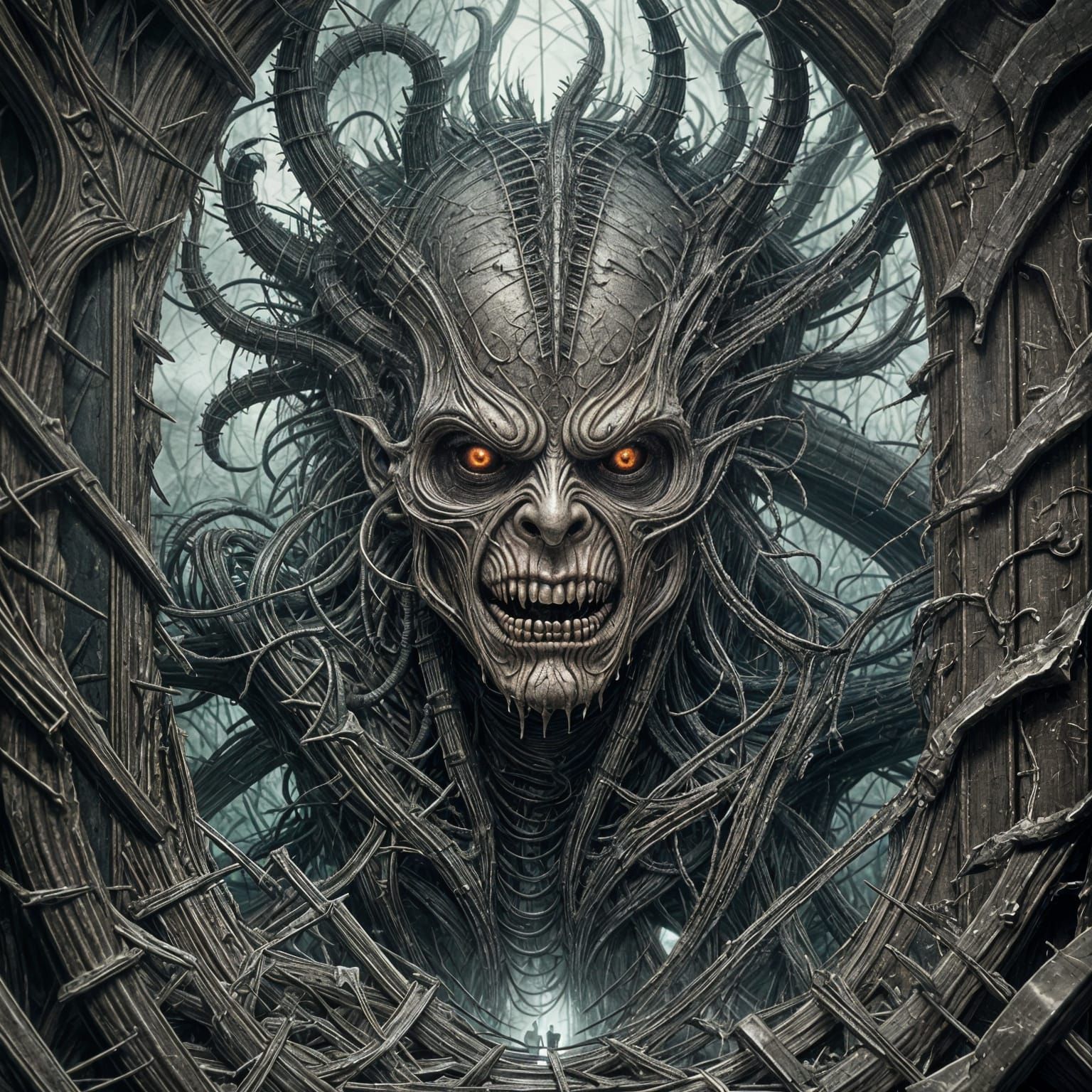 Macabre Mirror Entity in Dark Realism