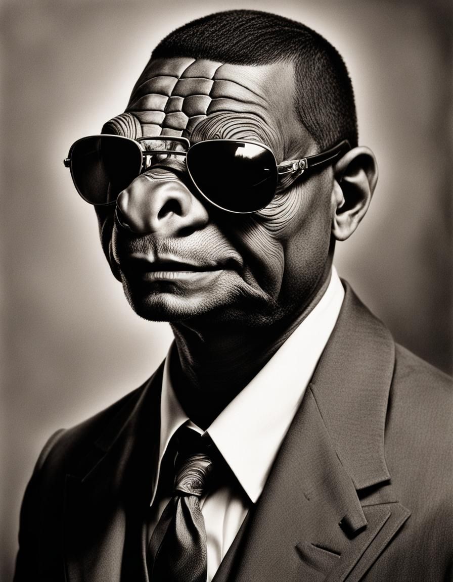 Handsome Anthropomorphic Turtle ER Doctor Charcoal Drawing