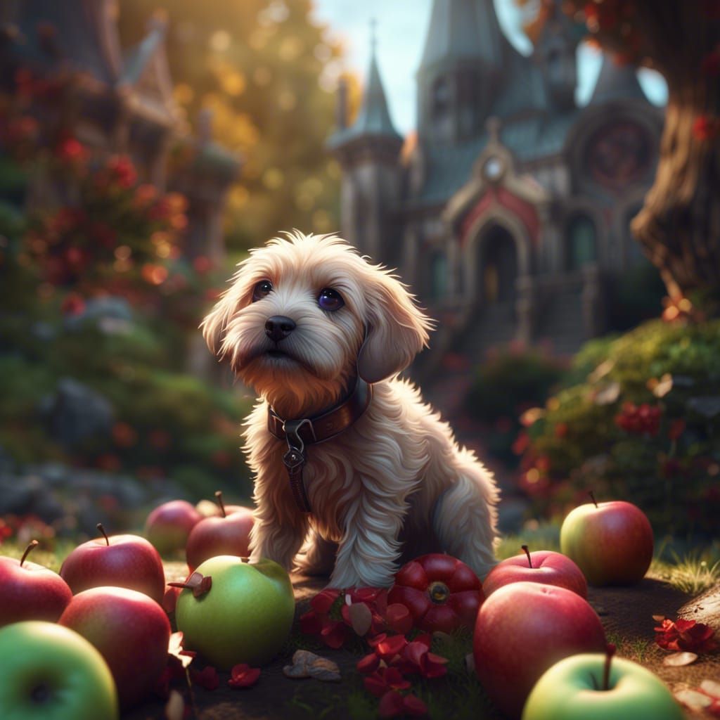 Apple Flavored Puppy: Detailed Matte Painting