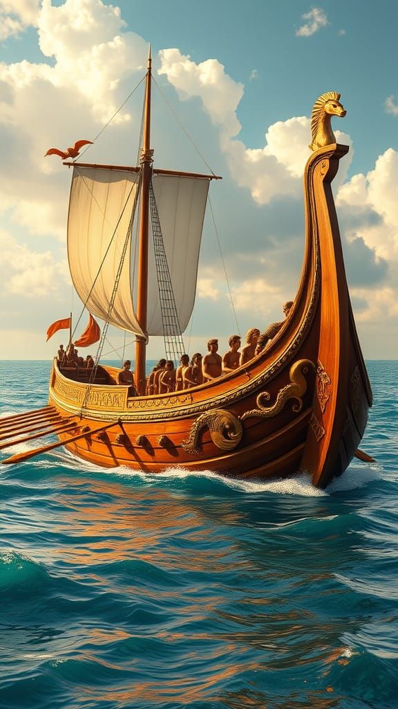 Ancient Greek Ship Argo in Classical Style