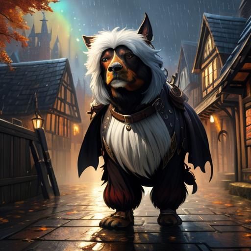 Autumn Tudor Village Street in Digital Painting Style