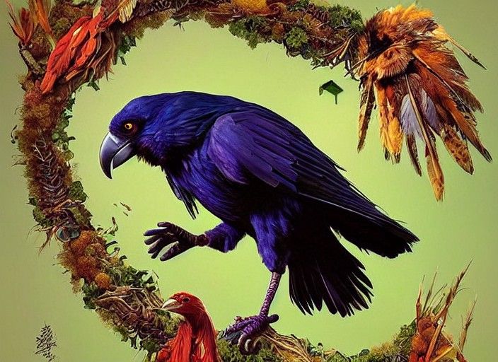 Hyperrealistic Raven Stealing Corncobs in Pixar Style