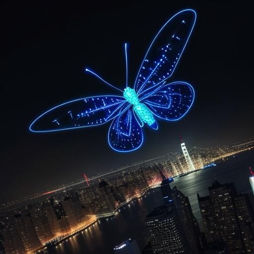Amazing Flying Drone Light Show, drone art, night, picture o...