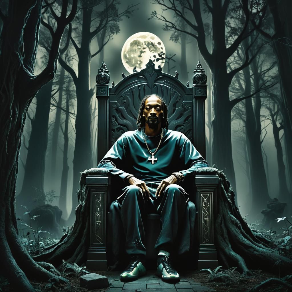Snoop Dogg Throne: Dark Fantasy Illustration