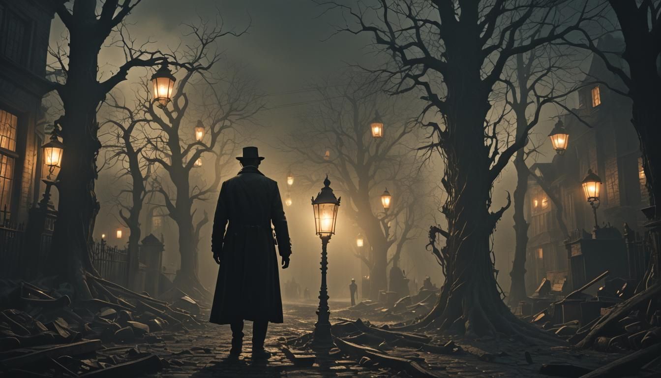 Dark Figure in Lamplight: Digital Matte Painting