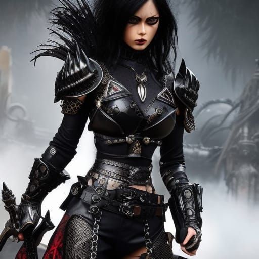 Gothic Warrior in Contrasting Colors