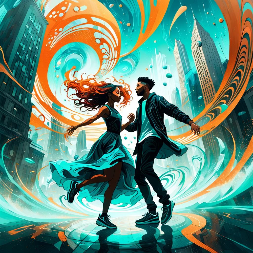 Futuristic Dubstep Dance in Hyper-Realistic Splash Art Style