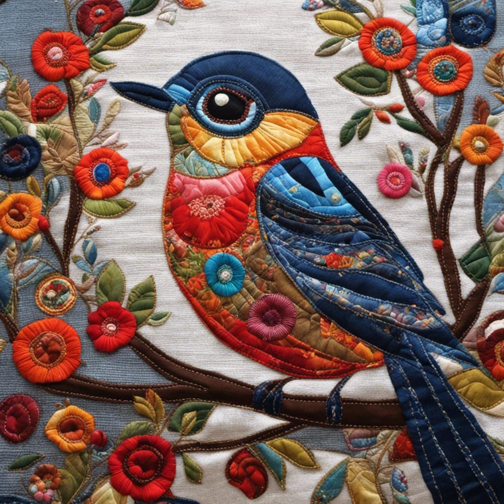 Denim Patchwork Bird