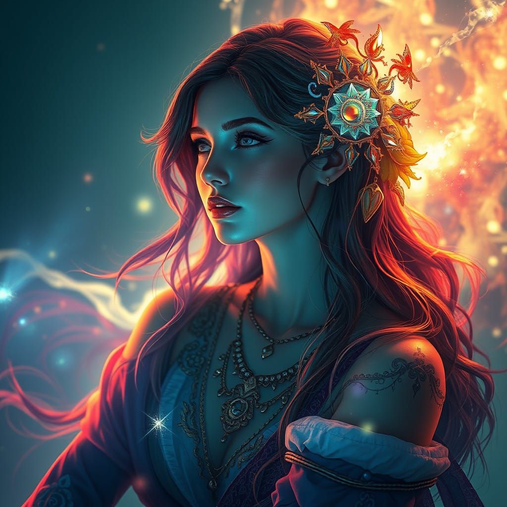 Ethereal Goddess in Art Nouveau Glory