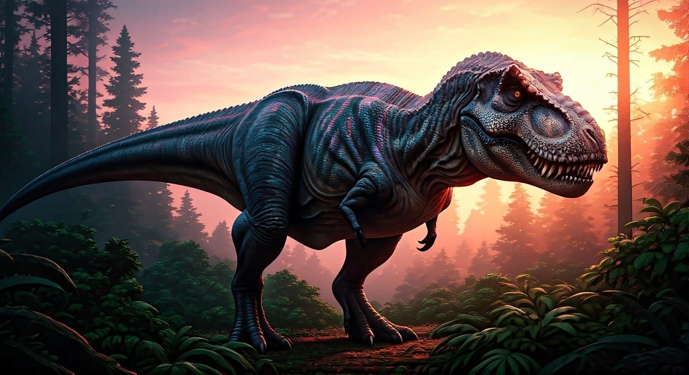 Tyrannosaurus Rex in Mosaic Purple and Blue Scales