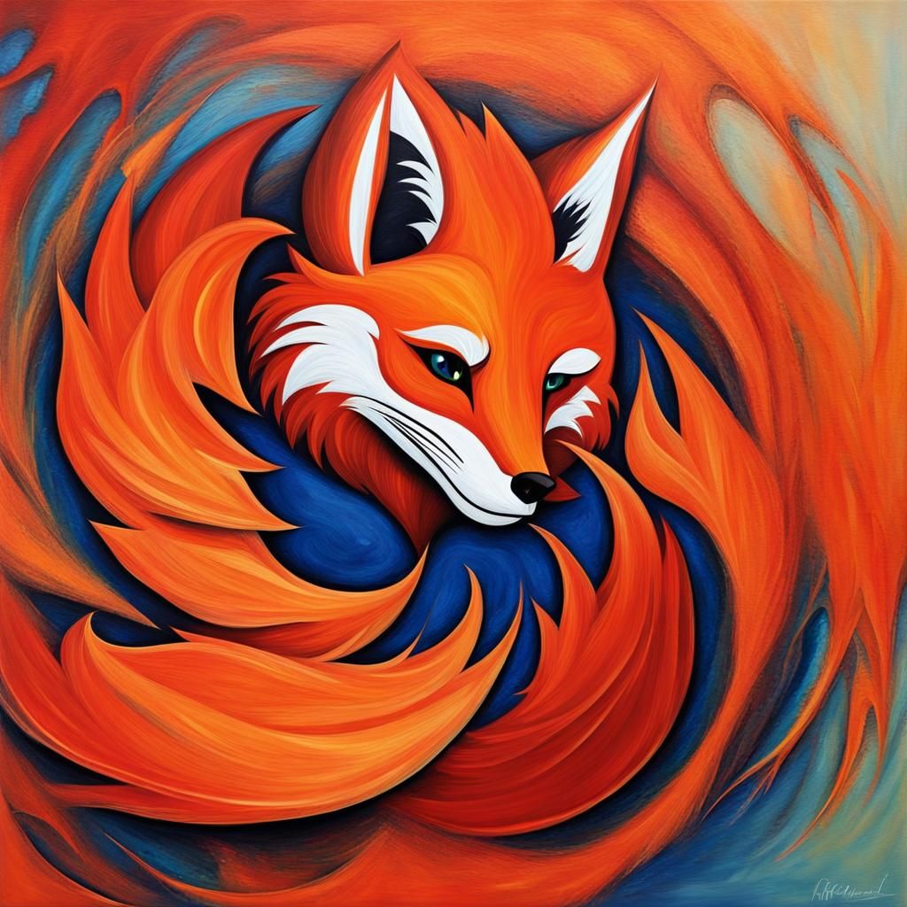 Abstract Firefox Logo with Complementary Colors
