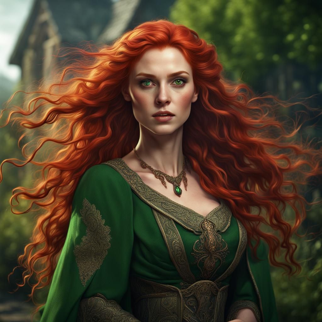 Stunning Irish Woman: Detailed Matte Painting