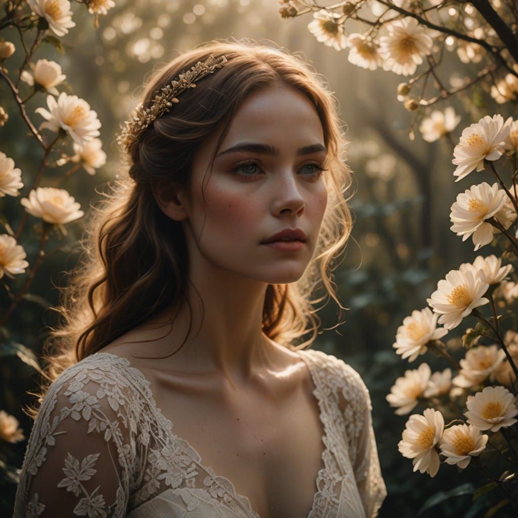 Ethereal Dawn Beauty Captured in Cinematic Film Style