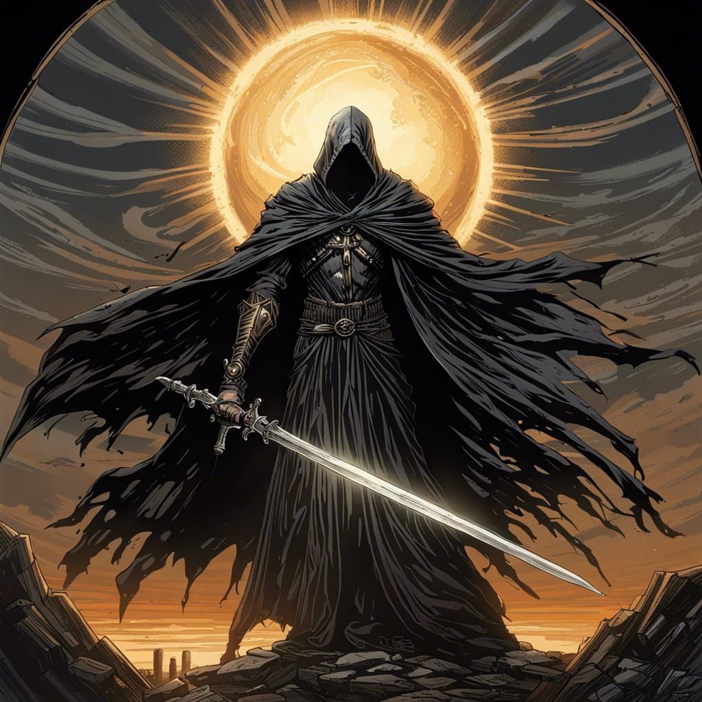 Fallen Angel Under Dark Eclipse in Gothic Style