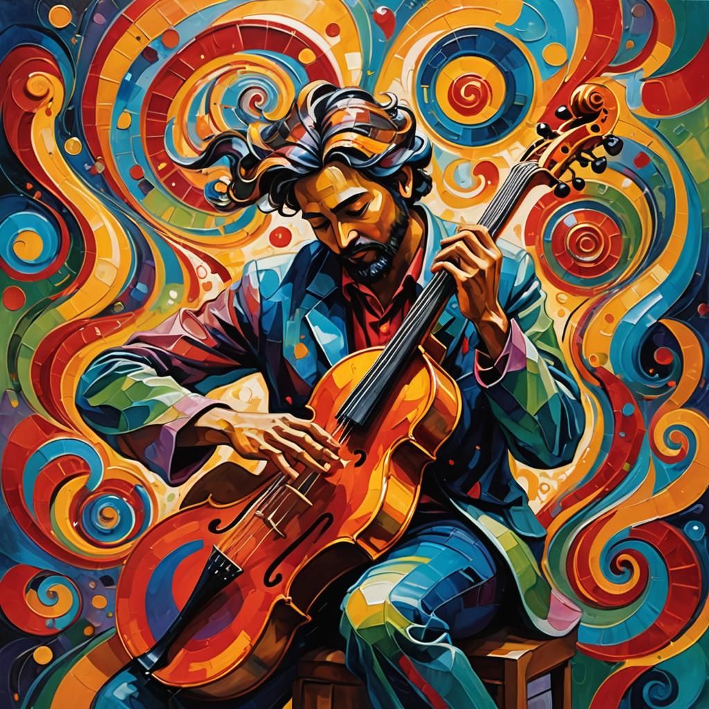 Passionate Musician's Performance: Dynamic Digital Art