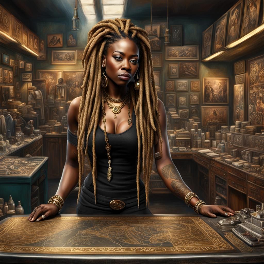 Successful Woman in Lavish Tattoo Shop