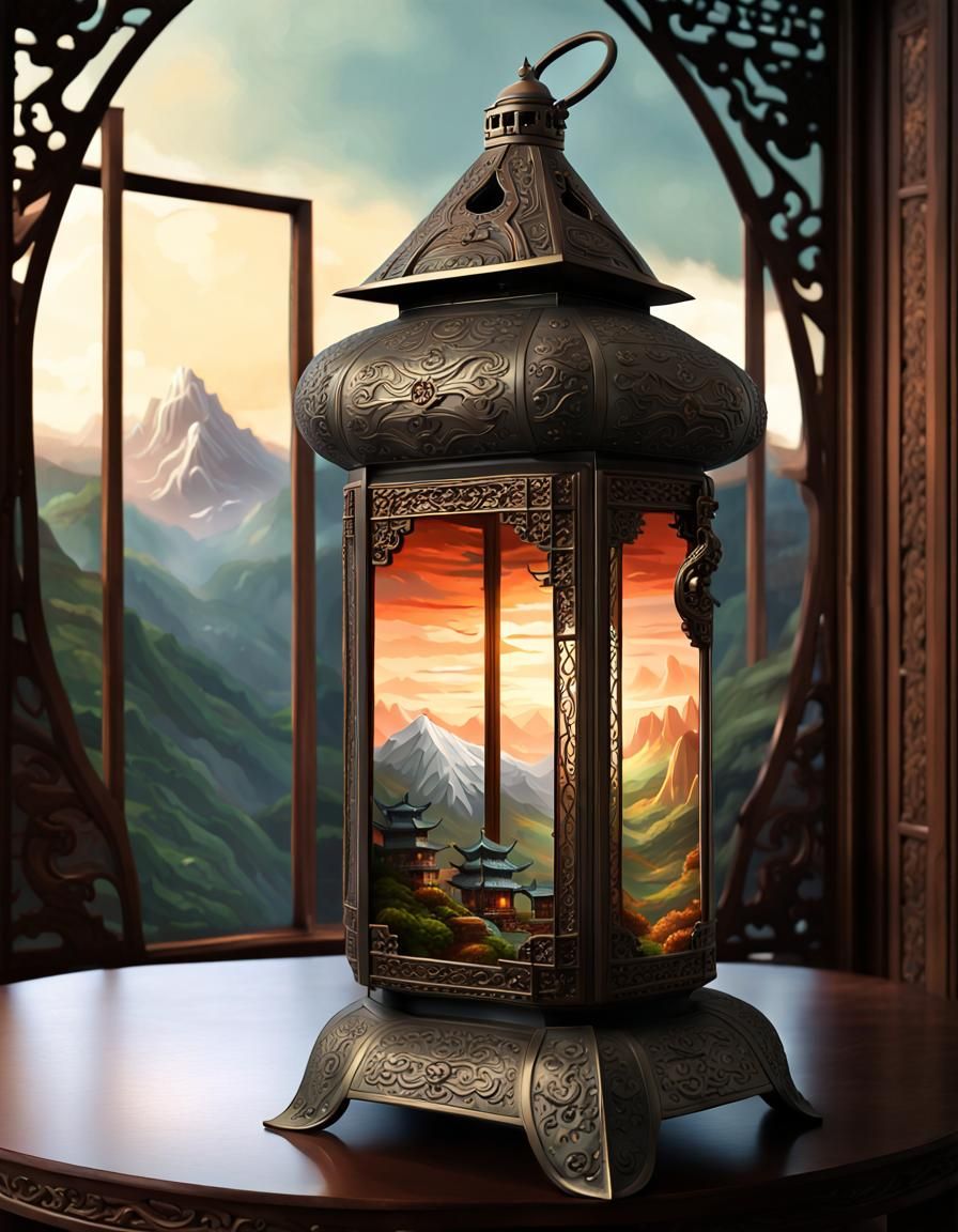 Oriental landscape lantern