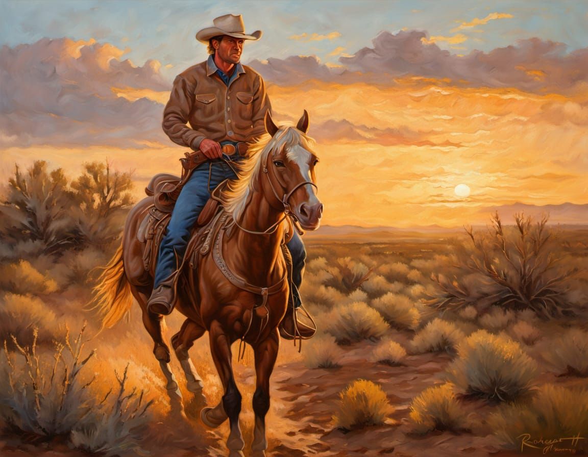 Cowboy Ride in the Style of Frederic Remington