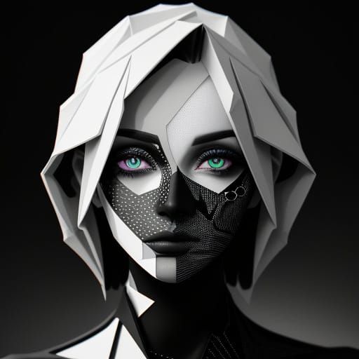 Mysterious Glitch Art Noir Portrait