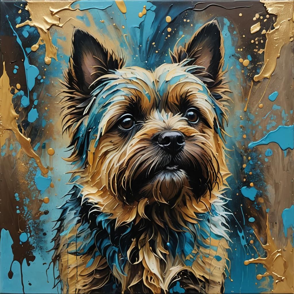 Abstract Cairn Terrier Painting with Acrylic Pouring