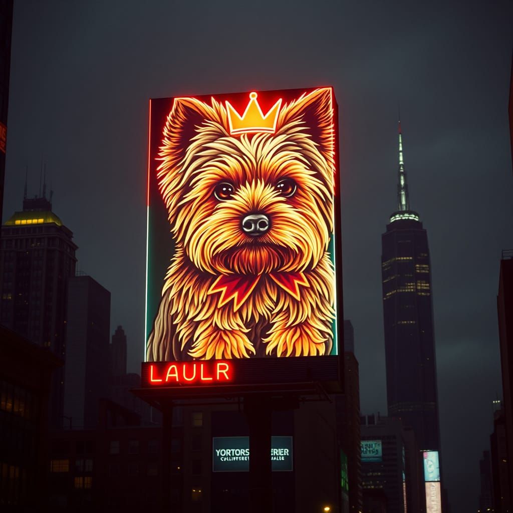 Neon Yorkie Billboard King of New York City