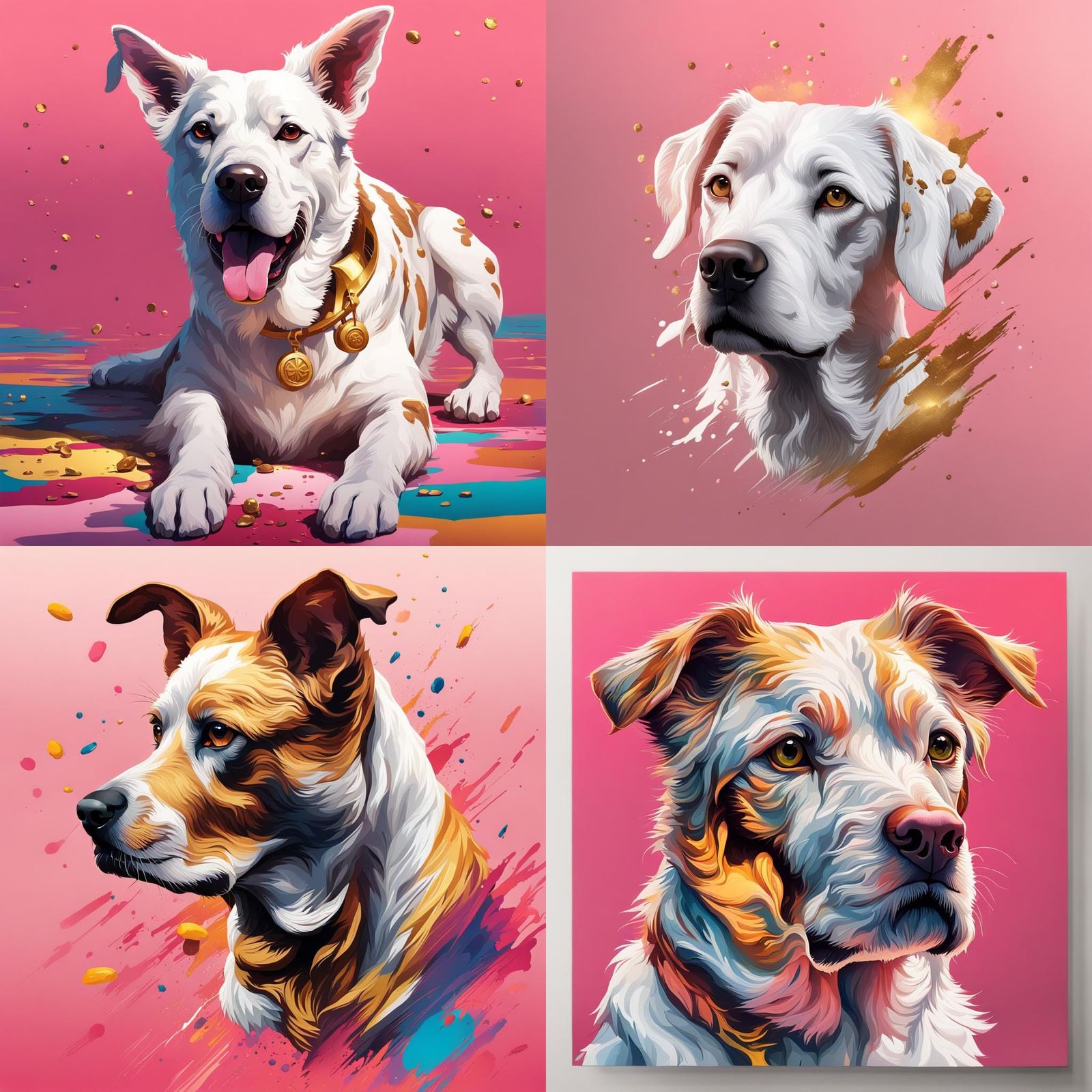 Dog Silhouette Greeting Card with Rose Gold Border