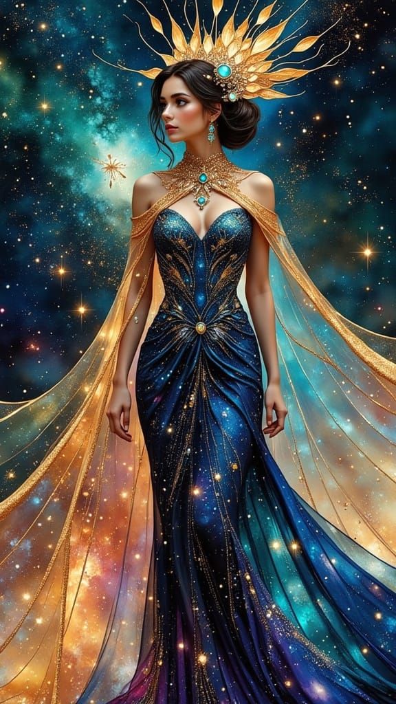 Galactic Empress in Celestial Attire Reigns Supreme