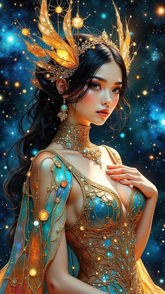 Celestial Goddess in Cosmic Splendor