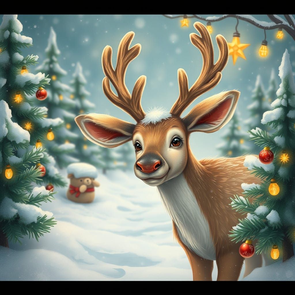 Whimsical Christmas Scene in Vintage Style